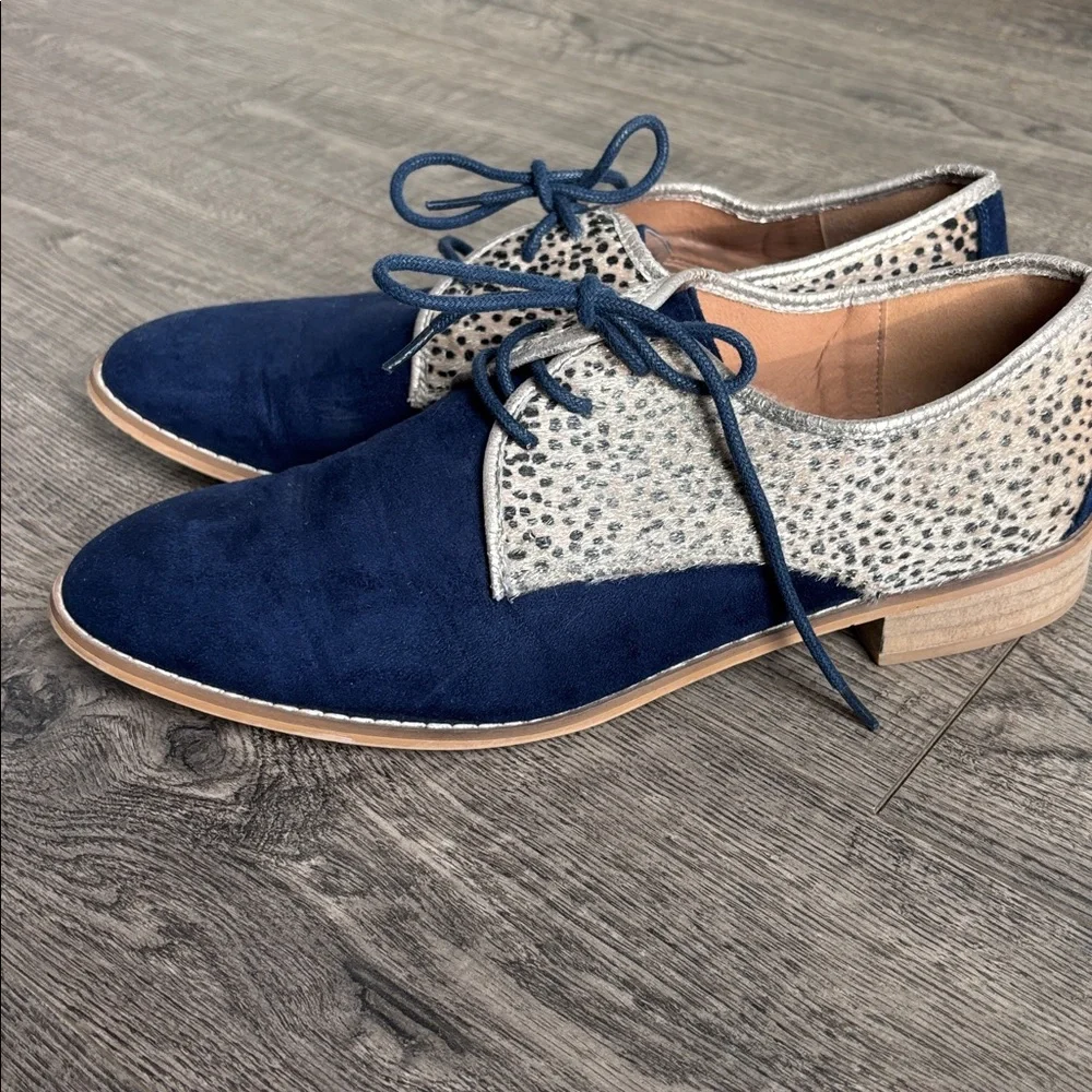 VANESSA WU 10.5/11 Anthropologie Leopard Oxfords Suede Leather 41